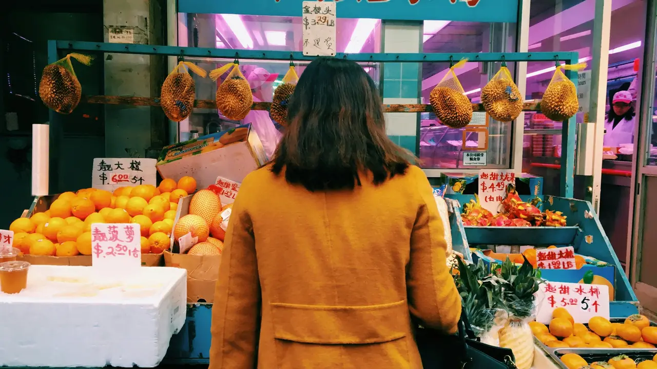Acquisti al mercato di Chinatown