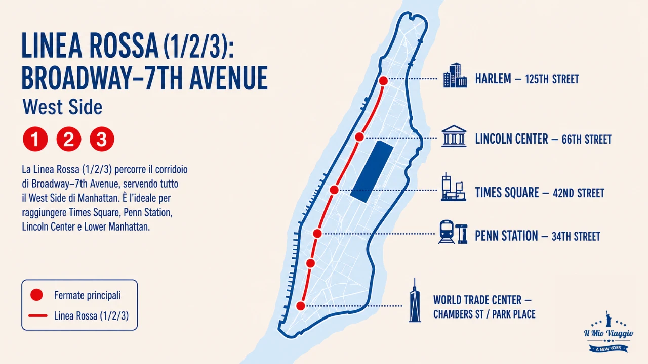Metro New York Linea Rossa Mappa Manhattan