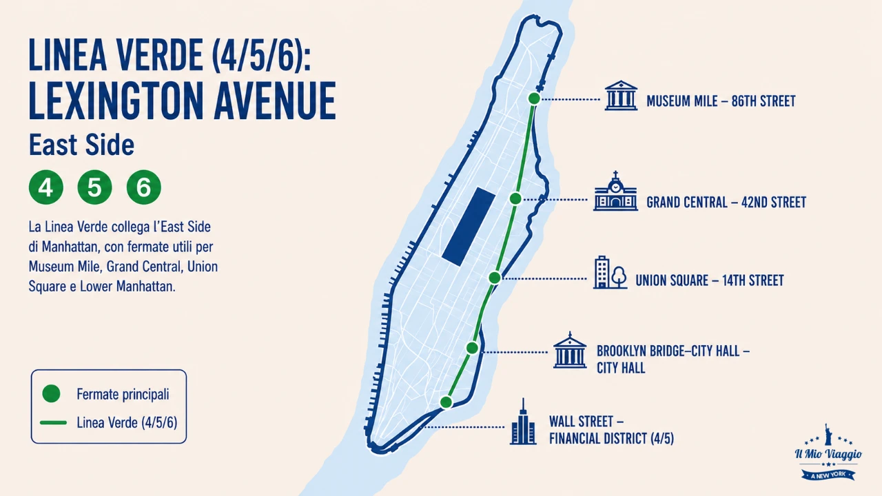Metro New York Linea Verde Mappa Manhattan