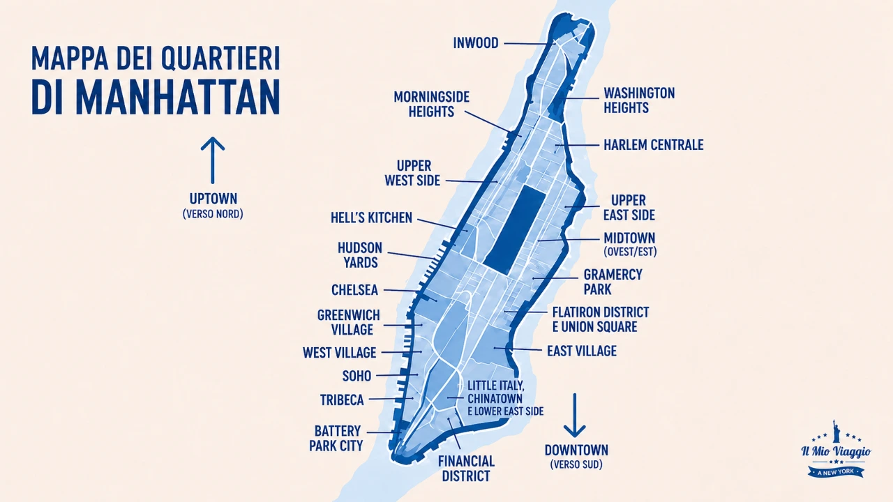 Mappa dei quartieri di Manhattan