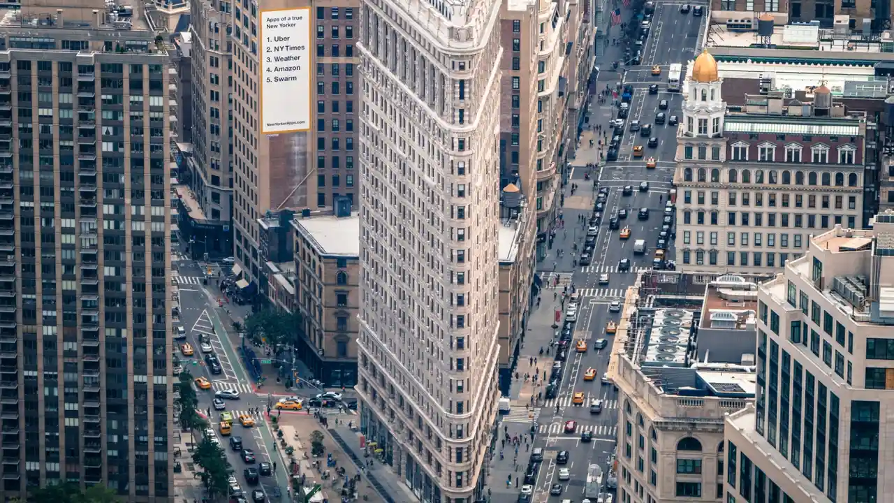 Il Flatiron Building di New York visto dall'alto